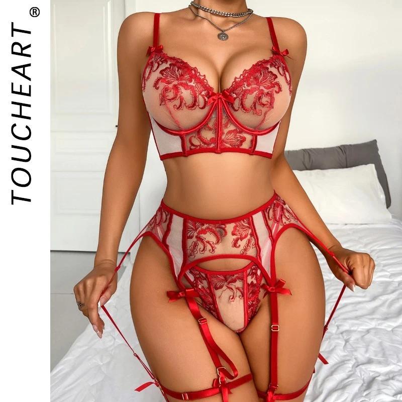 TOUToucheart Sexy Clothes Women Lingerie Hot Underwear Fancy Uncensored Sexy Floral Lace Perspective