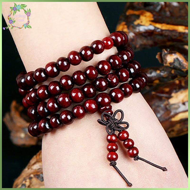 PUCOOL ไม้จันทน์พุทธศาสนา Mala Sandal ลูกปัดอธิษฐาน 108 สร้อยข้อมือลูกปัด Nelace TH