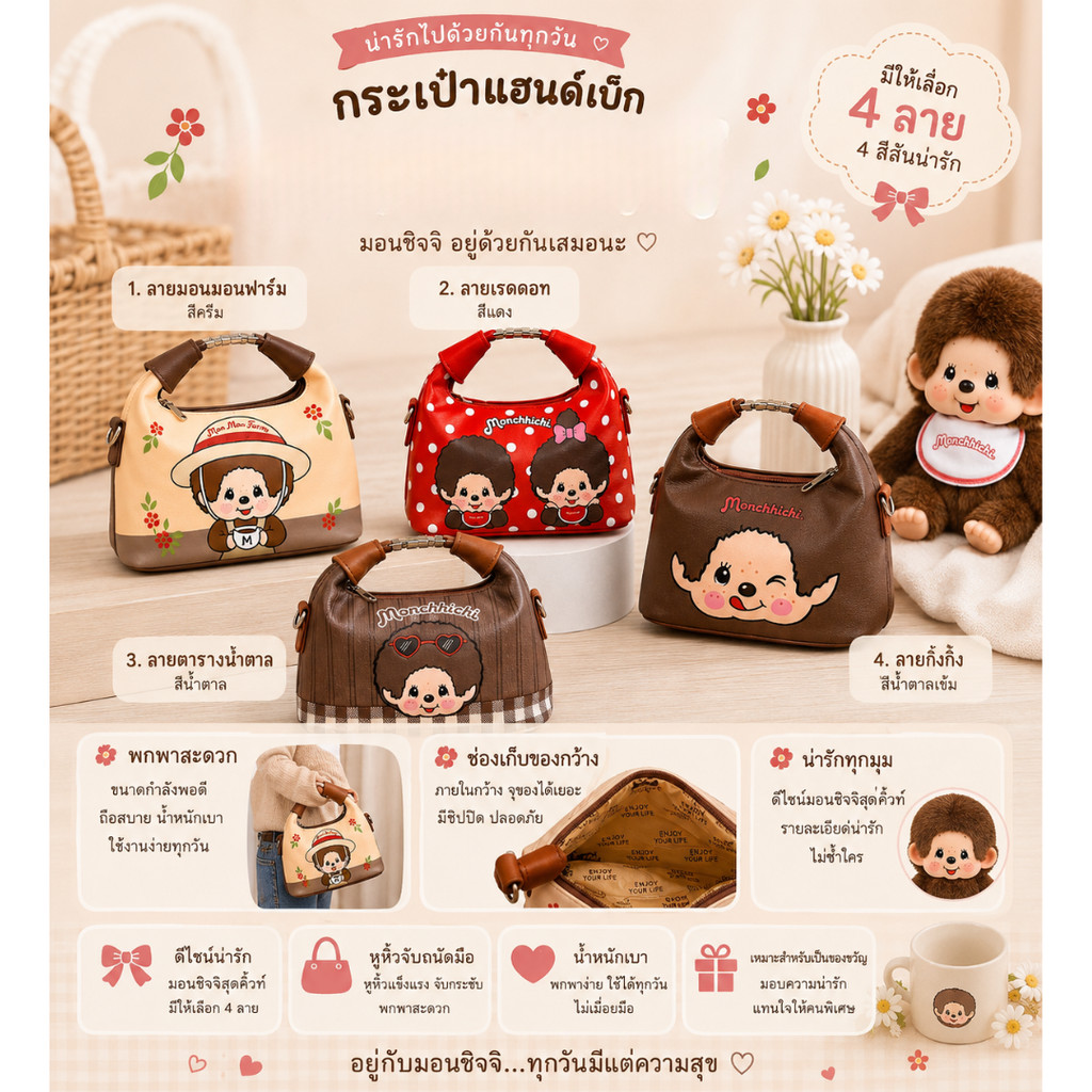 🎁 หาของขวัญให้ตัวเองหรือคนพิเศษอยู่ใช่ไหม? ต้องใบนี้เลย! กระเป๋าถือสุด Cute   ขนาด 22×15×10 cm