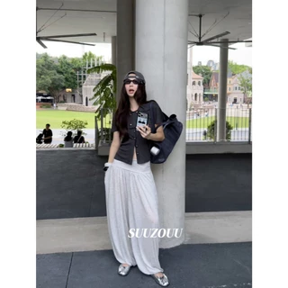 ❤ 🧵 🇰🇷 SU401 กางเกงทรงจินนี่เอวพับ ดีไซน์เกาหลี ทรงสวย เก็บหุ่น ใส่สบายสุดๆ แฟชั่นเกาหลี TAG MM Fish 🧡