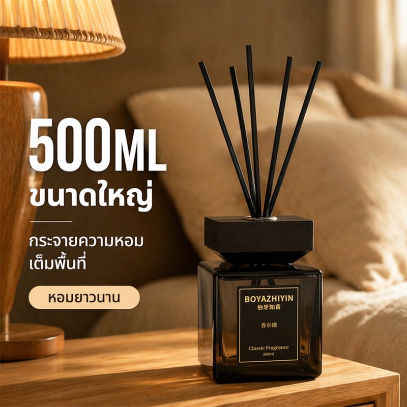 ไม้หอมปรับอากาศ ก้านไม้หอม ดับกลิ่นห้องน้ํา 500ml Reed Diffuser ก้านไม้หอมปรับอากาศ