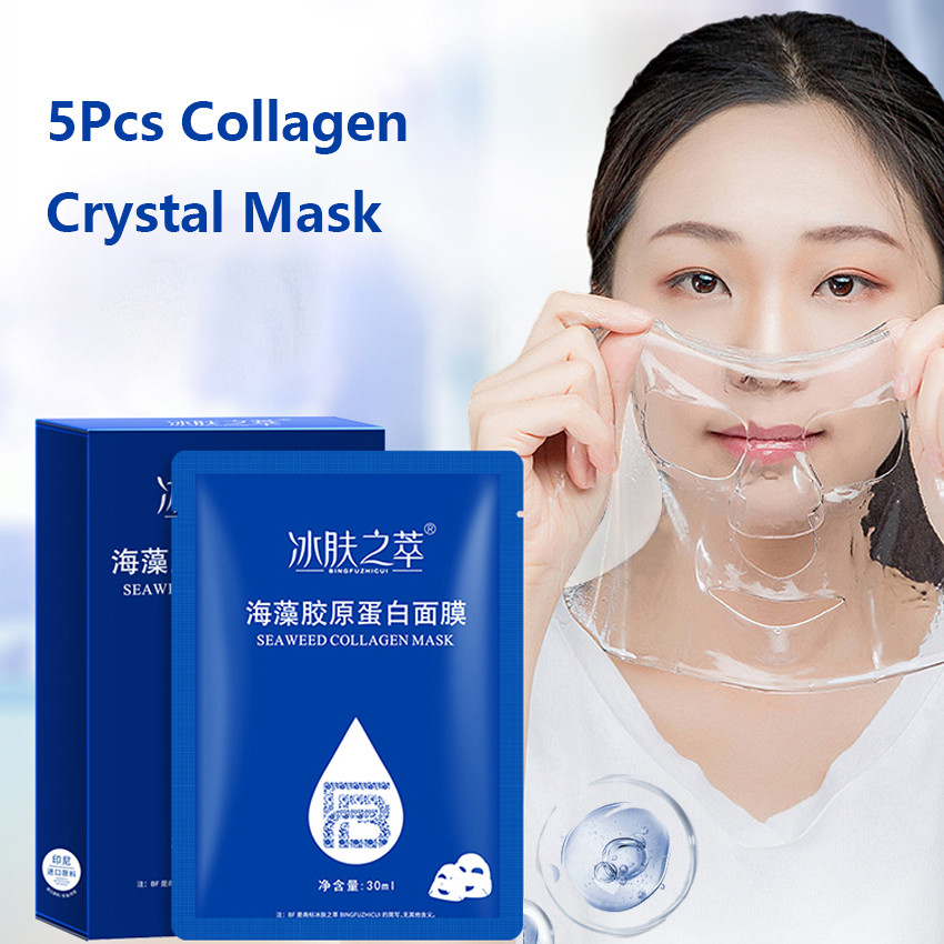 5PCS สาหร่ายทะเลคอลลาเจนคริสตัลหน้ากากโปร่งใส Hydrating Moisturizing Mask กระชับผิว Hydrogel Fades F