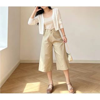 suzllrue7o กางเกง7ส่วนเอวสูง baggy ลุยสบาย 4สี #กางเกงขากว้าง #dailyoutfit # 6670-6673