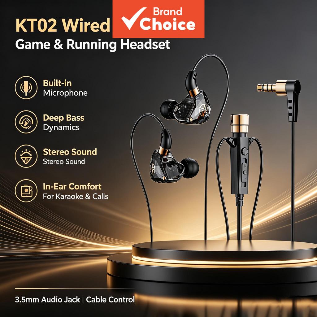 SPRISE KT02 หูฟังหูฟังชนิดใส่ในหูแบบมีสายหูฟัง 3.5 มม.Type-C Full Range ชุดฟังสเตอริโอ HiFi Deep Bass Real-Time Monitor ลดเสียงรบกวนพร้อมไมโครโฟนควบคุมสายกีฬา