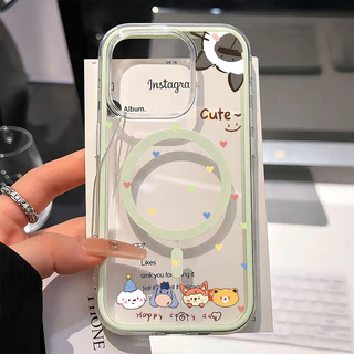 💎Snap&Co💎เคส MagSafe แม่เหล็กแรงดูดสูง ลายเรียบง่ายสไตล์เกาหลี สำหรับ iPhone 17 16 15 14 13 12 11 Pro Pro Max Plus