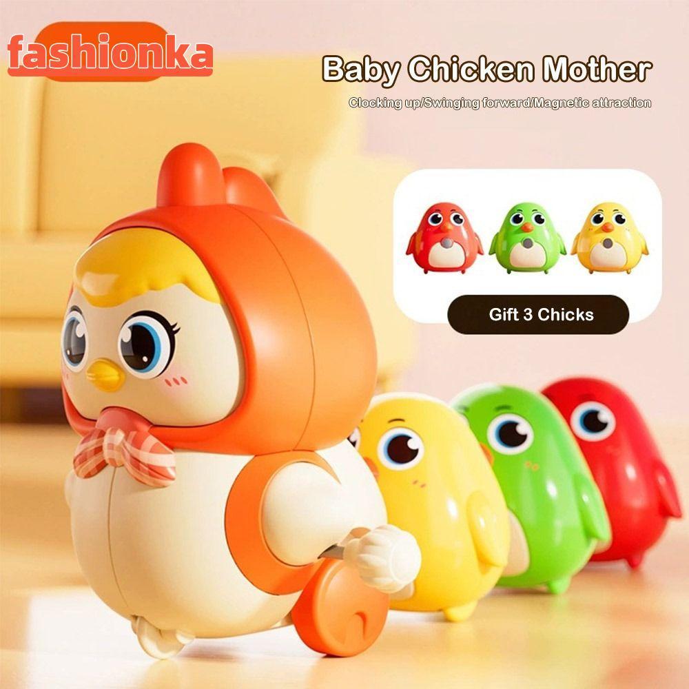 แฟชั่น 4 ชิ้นชุดเดินของเล่นไก่, การออกกําลังกายทางประสาทสัมผัสอัจฉริยะแกว่งชุดเจี๊ยบ, น่ารักสนุกแม่เหล็กไขลานของเล่นสําหรับทารกเดิน