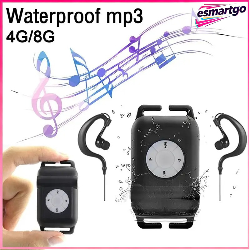 4GB 8GB IPX8 เครื่องเล่น MP3 กันน้ําแบบพกพาว่ายน้ําดําน้ํา Walkman วิทยุ FM ในตัว 16X Audio Playback