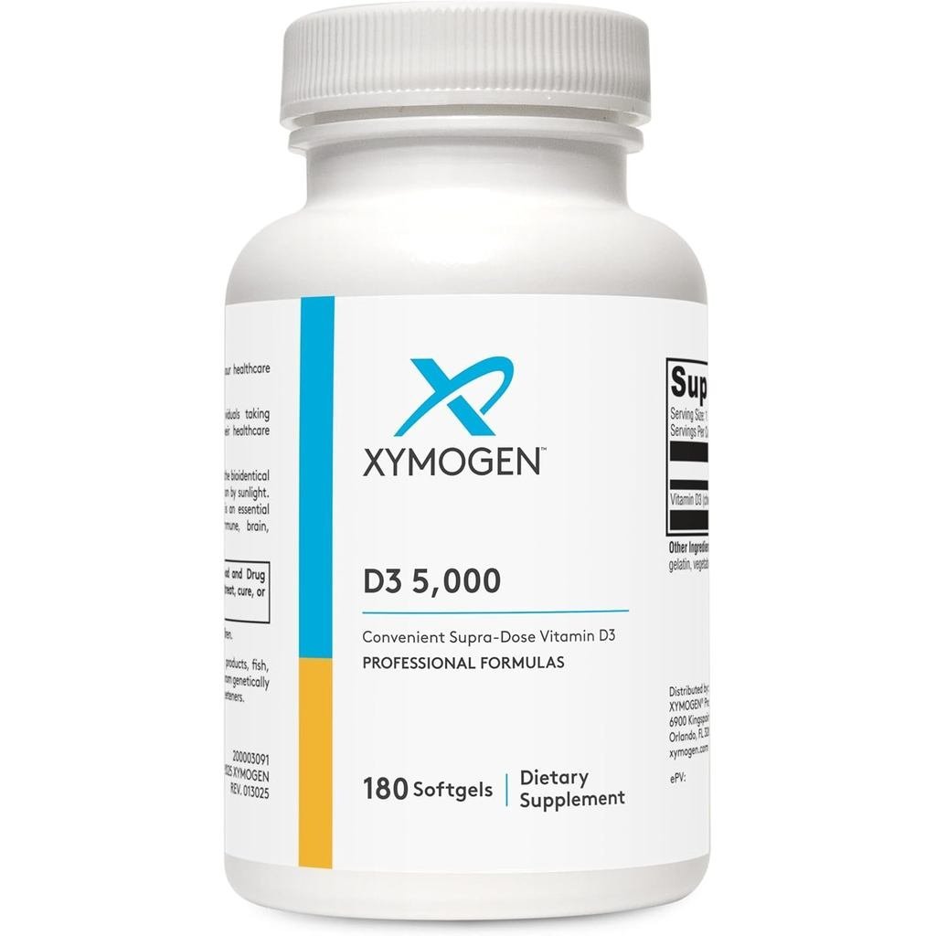 XYMOGEN D3 5000 Biomailable D3 5000 IU (125 mcg) D สําหรับ Immune B & Heart Health port 180 ซอฟท์เจล