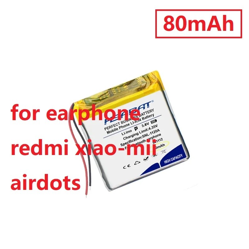 HSABAT 80mAh 541112 แบตเตอรี่ลิเธียมไอออนโพลีเมอร์ / Li-Ion สําหรับหูฟัง redmi xiao-mii airdots