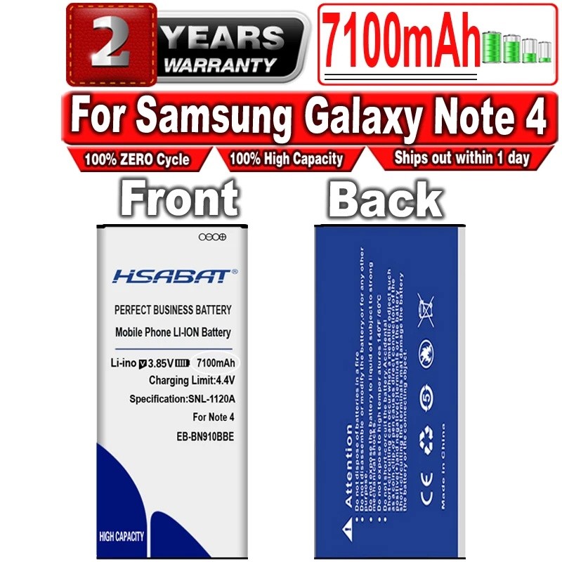 EB-BN910BBE HSABAT แบตเตอรี่ 7100mAh สําหรับ Samsung Galaxy Note 4 N910H N910U N910F N910X N910V N91