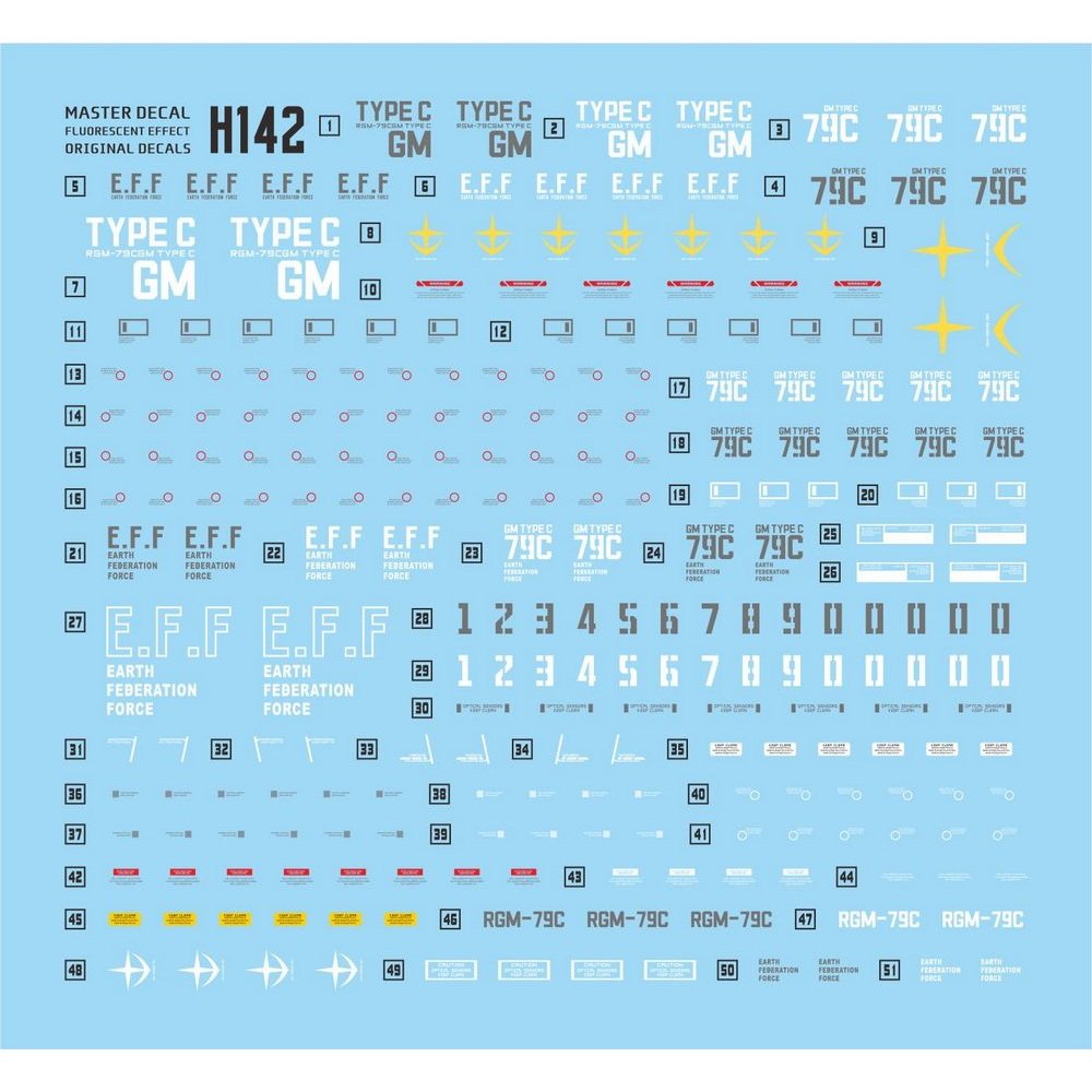 MASTER H142 รูปลอกสไลด์น้ําเข้ากันได้กับ HG 1/144 GM TYPE C RGM-79C รุ่น EXCLUDES