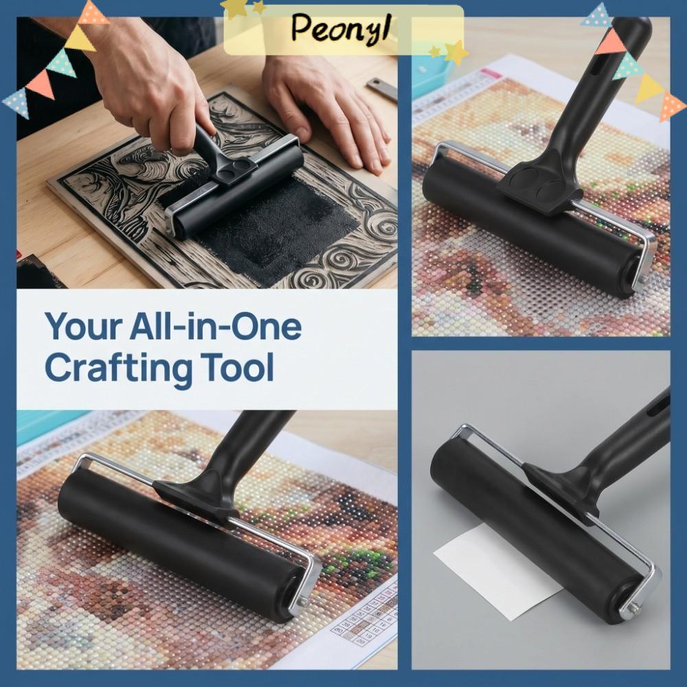 PEONY Brayer Roller, ลูกกลิ้งพิมพ์สีดําเรียบ, ทําความสะอาดง่าย 20 ซม.ยางนุ่ม Printing Ink Roller Ink
