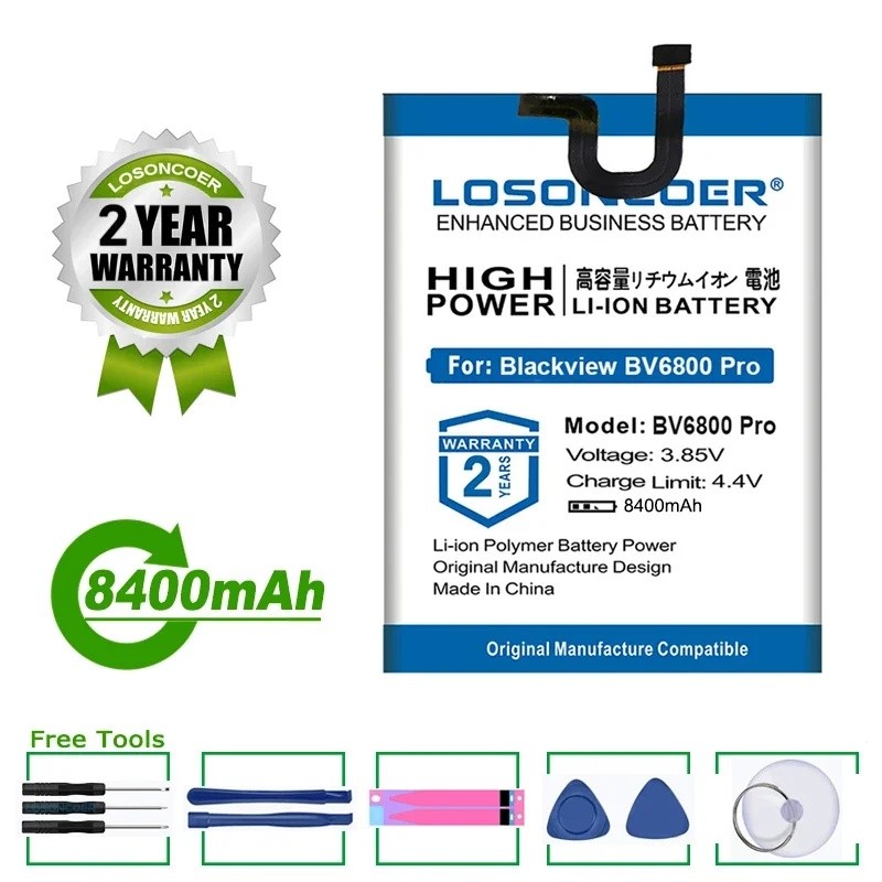 แบตเตอรี่ LOSONCOER 8400mAh 726280P BV6800 สําหรับ Blackview BV6800 Pro IP68 กันน้ํา MT6750T แบตเตอร
