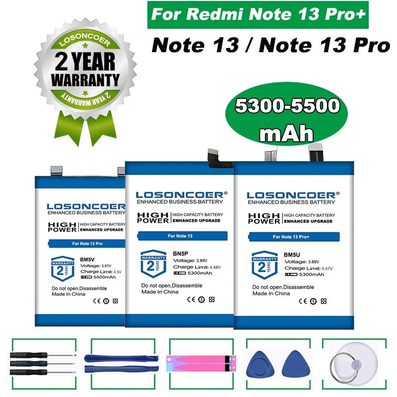 LOSONCOER 5300-5500mAh สําหรับ Xiaomi Redmi หมายเหตุ 13 Pro Plus / หมายเหตุ 13 Pro 5G BN5P BM5U BM5V
