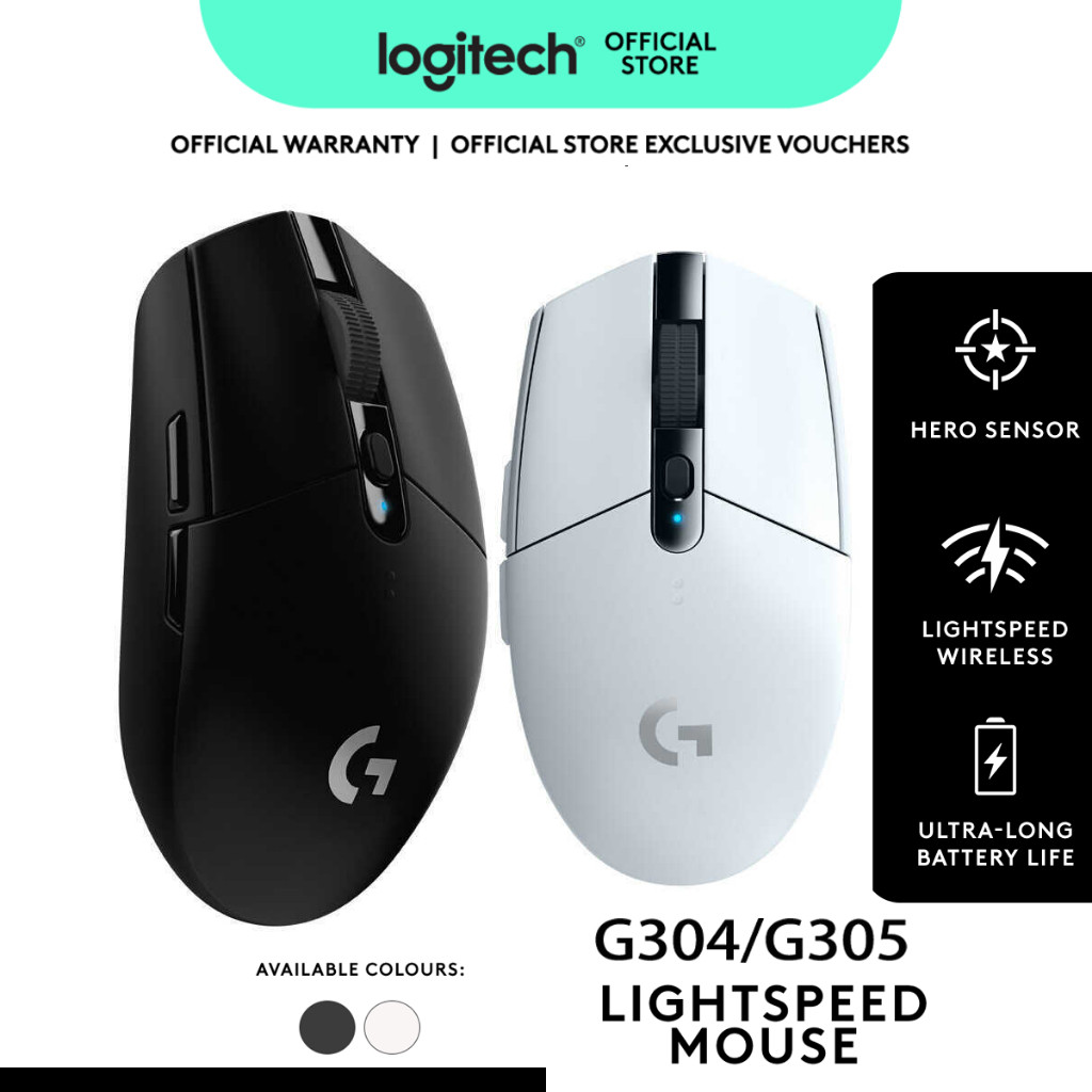 เมาส์เล่นเกมไร้สาย Logitech G304/G305 Lightspeed - เซ็นเซอร์ HERO 12K DPI | ปุ่มตั้งโปรแกรมได้ 6 ปุ่