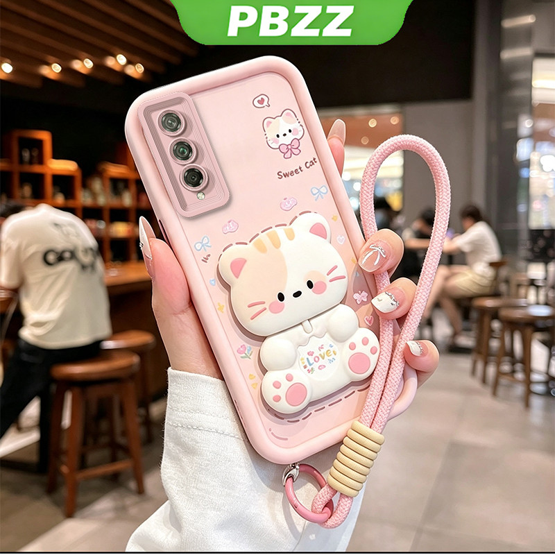 เคสสําหรับ huawei nova 5t nova5 t เคสโทรศัพท์ Softcase ซิลิโคนกันกระแทกปกดีไซน์ใหม่ความงามพร้อมที่วางสําหรับสาวน่ารักแมวสีชมพู JTDTMZJ1
