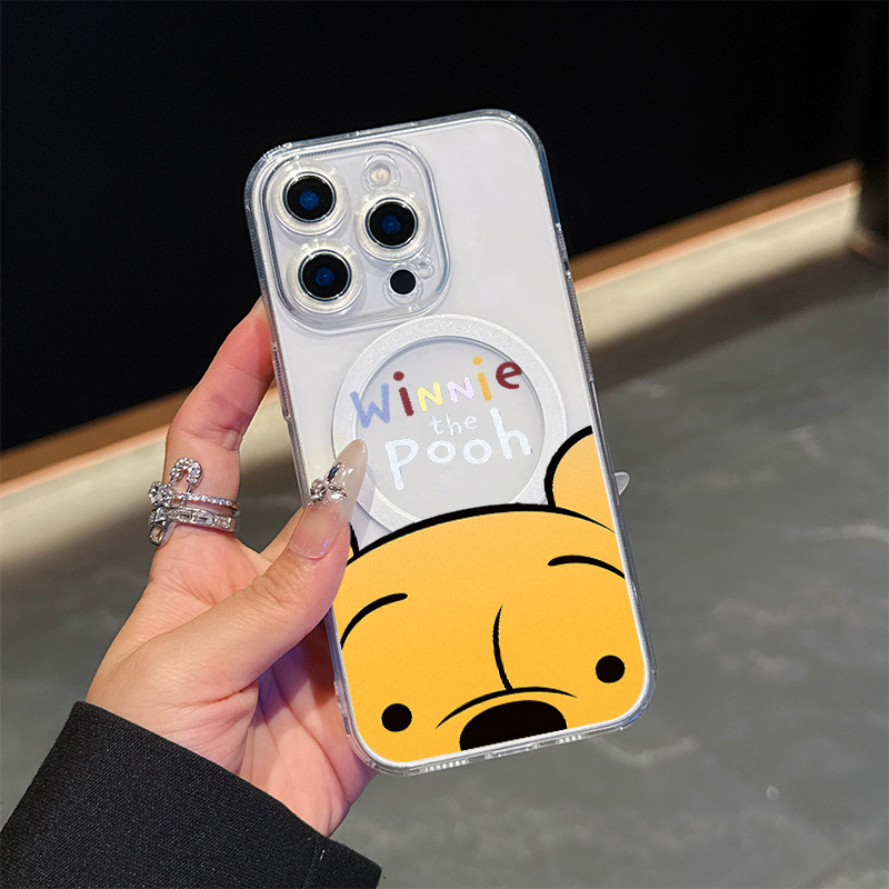 เคส iPhone ลายหมีพูห์ใส แม่เหล็ก กันกระแทก ป้องกันรอบเครื่อง สำหรับ 17 16 15 14 13 12 11 Pro Max XR BFJKCXY01