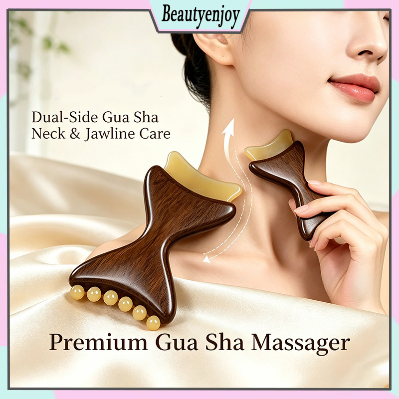 แบบพกพา Gua Sha นวดธรรมชาติ Smooth Rounded Beads ลูกปัด Acupoint ขูดนวด V Face Shaper Jawline ยกเครื