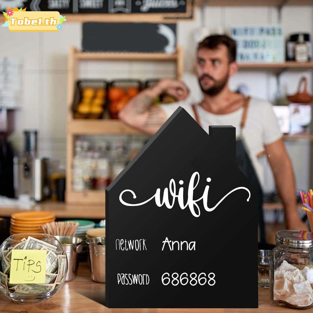 TOBE1 Wifi บอร์ดตกแต่งพร้อมบอร์ด Erasable ปากกา House Shape กระดานดํา WiFi ป้ายบ้าน Wifi รหัสผ่านป้า
