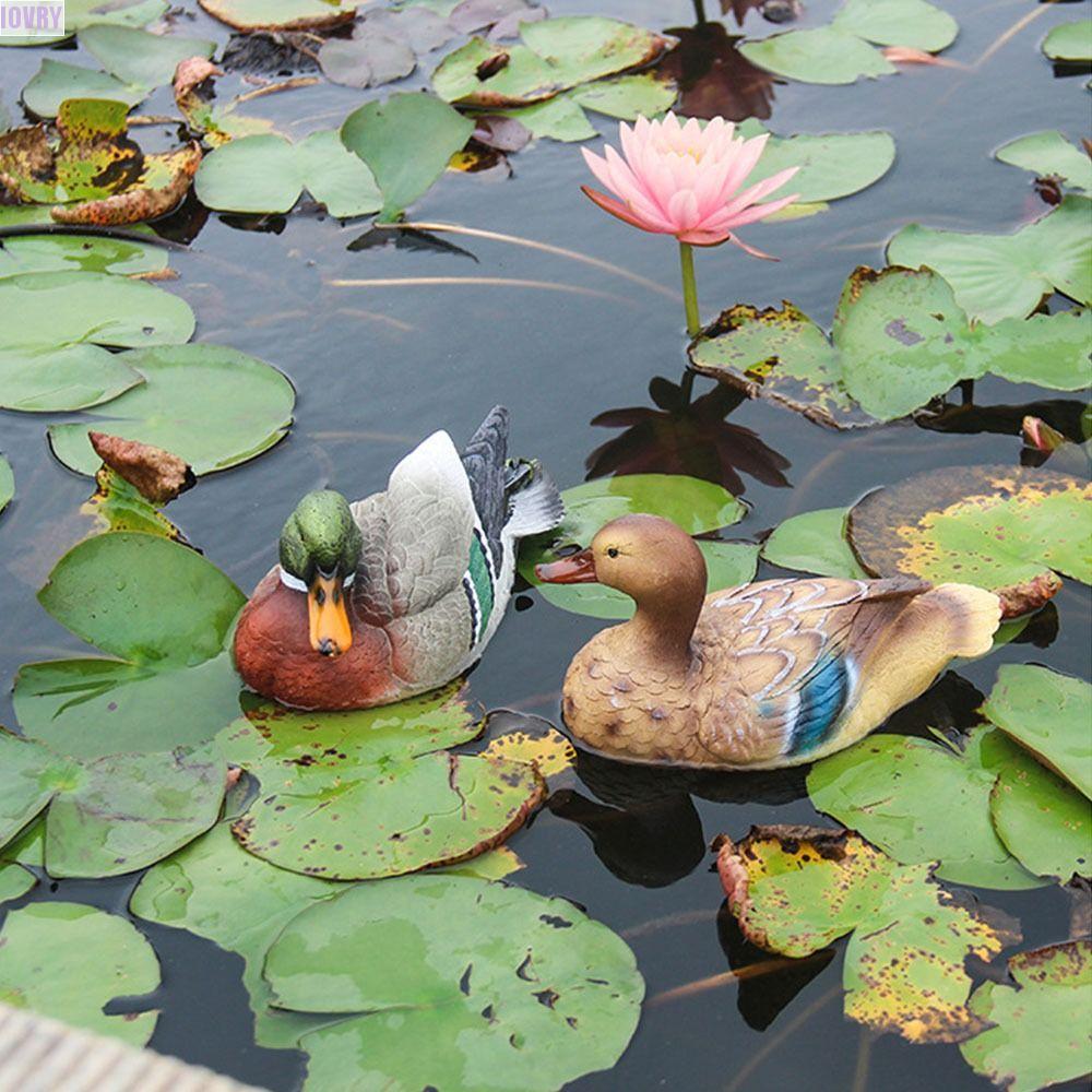 รูปปั้นเป็ดแมนดารินประดิษฐ์สีงาช้าง, รูปปั้นหงส์ไม่จางหายที่สมจริง, เครื่องประดับสวน Weatherproof เรซิ่นน่ารักลอยรูปปั้นเป็ดบ่อสวน