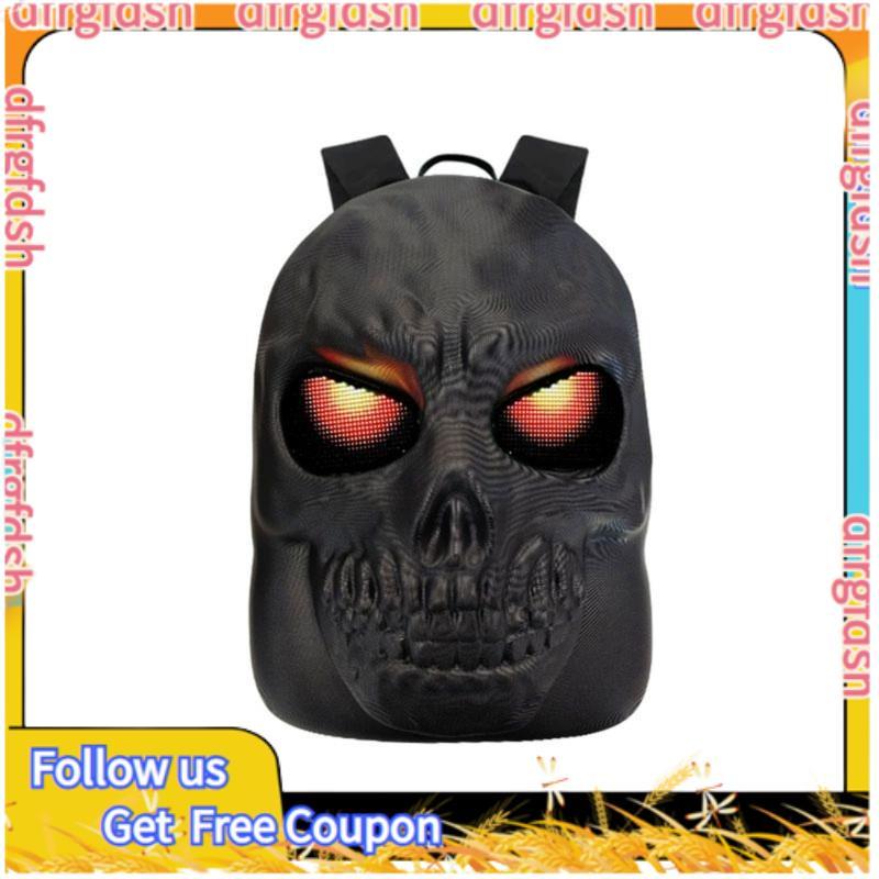 D&FProgrammable Eyes App Control 3D LED Skull กระเป๋าเป้สะพายหลัง Hard Shell กระเป๋ารถจักรยานยนต์สํา