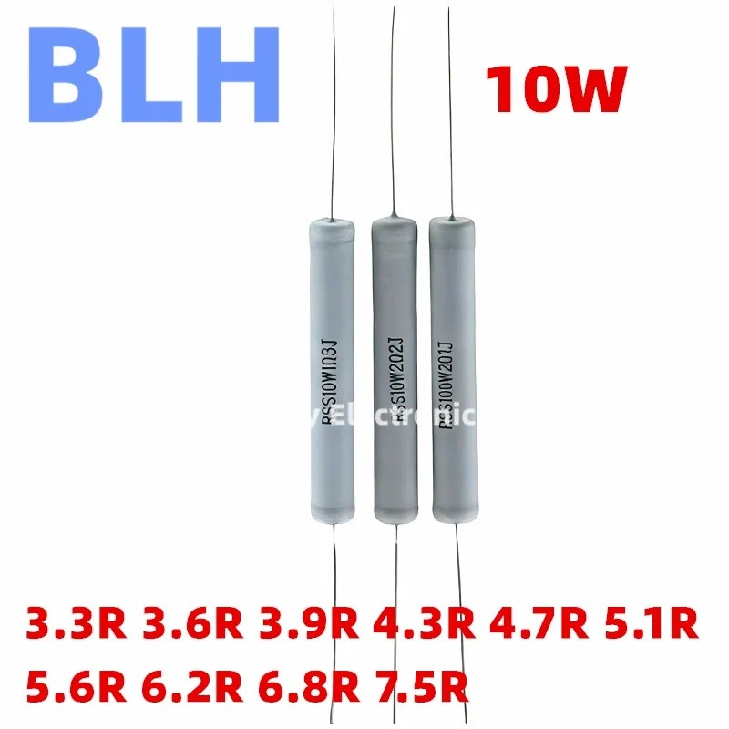 2PCS 10W 3.3R 3.6R 3.9R 4.3R 4.7R 5.1R 5.6R 6.2R 6.8R 7.5R Non-Induction โลหะออกไซด์ฟิล์มความถี่ Div