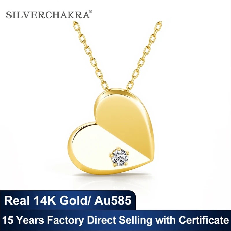 HNMK Original AU585 Unfold Your Heart 14k Gold สร้อยคอน่ารักคนรักของขวัญ Simple Beauty Shimmering Mo