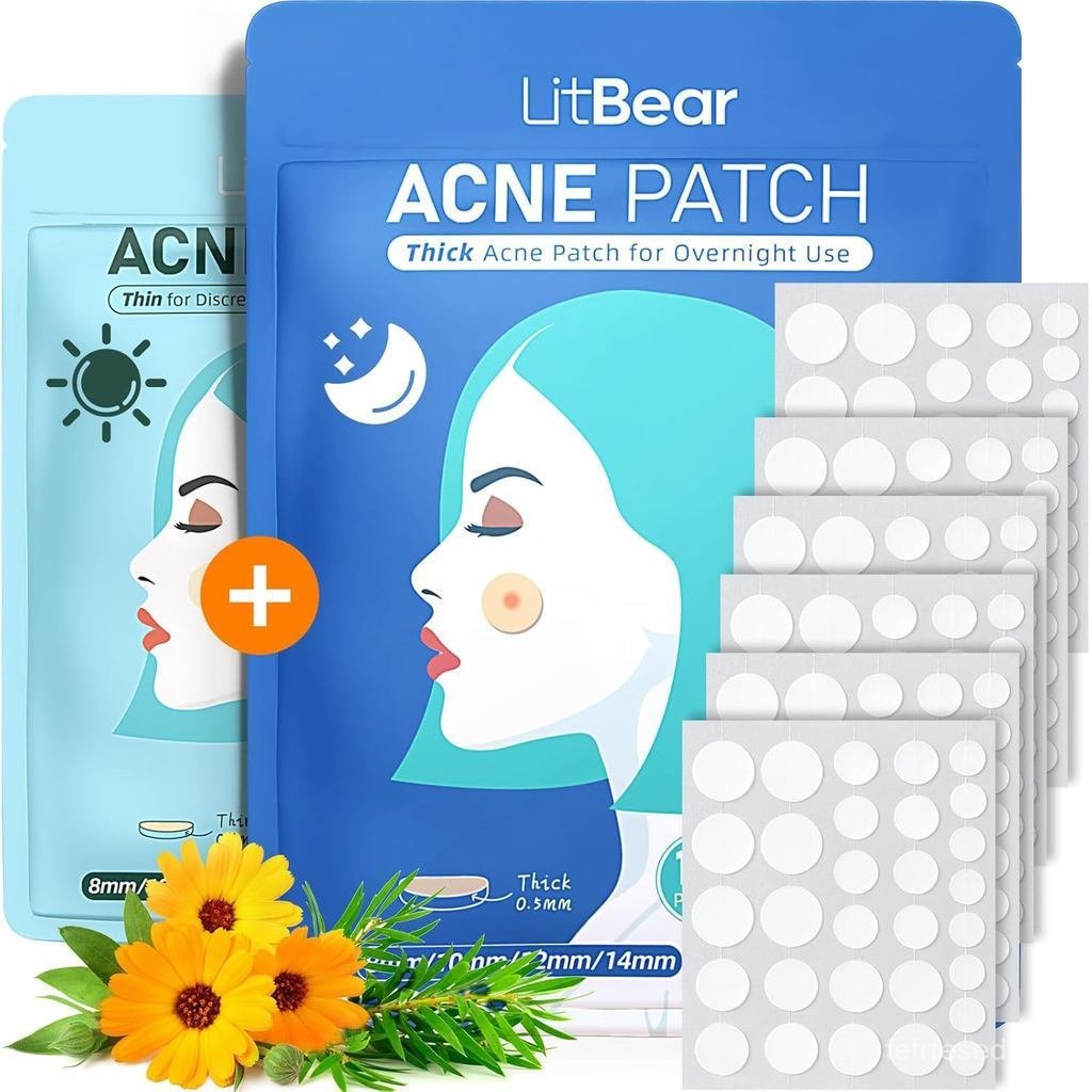 LitBearAcnePimpplePatches-DayandNight4Sizes180DotsThin&ThickHydrocolloidPatcheswithWitchHzel,Tea Tre