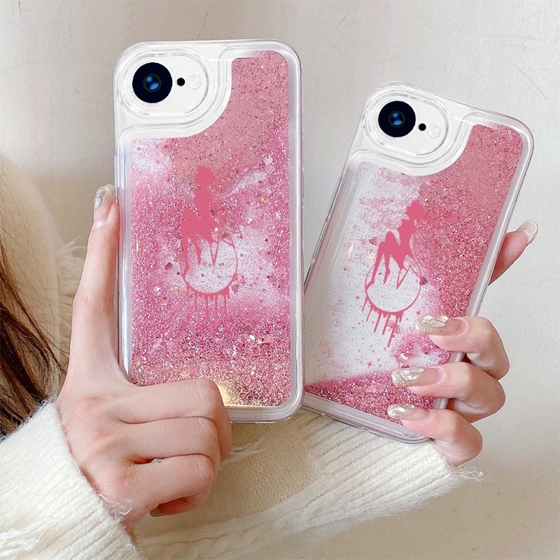 ใช้งานร่วมกับ Vivo Y22 Y35 Y21 Y59 Y93 Y20 Y30 Y17 Y5s Pro 4G 5G Angel Girl สีชมพู Liquid Glitter เค