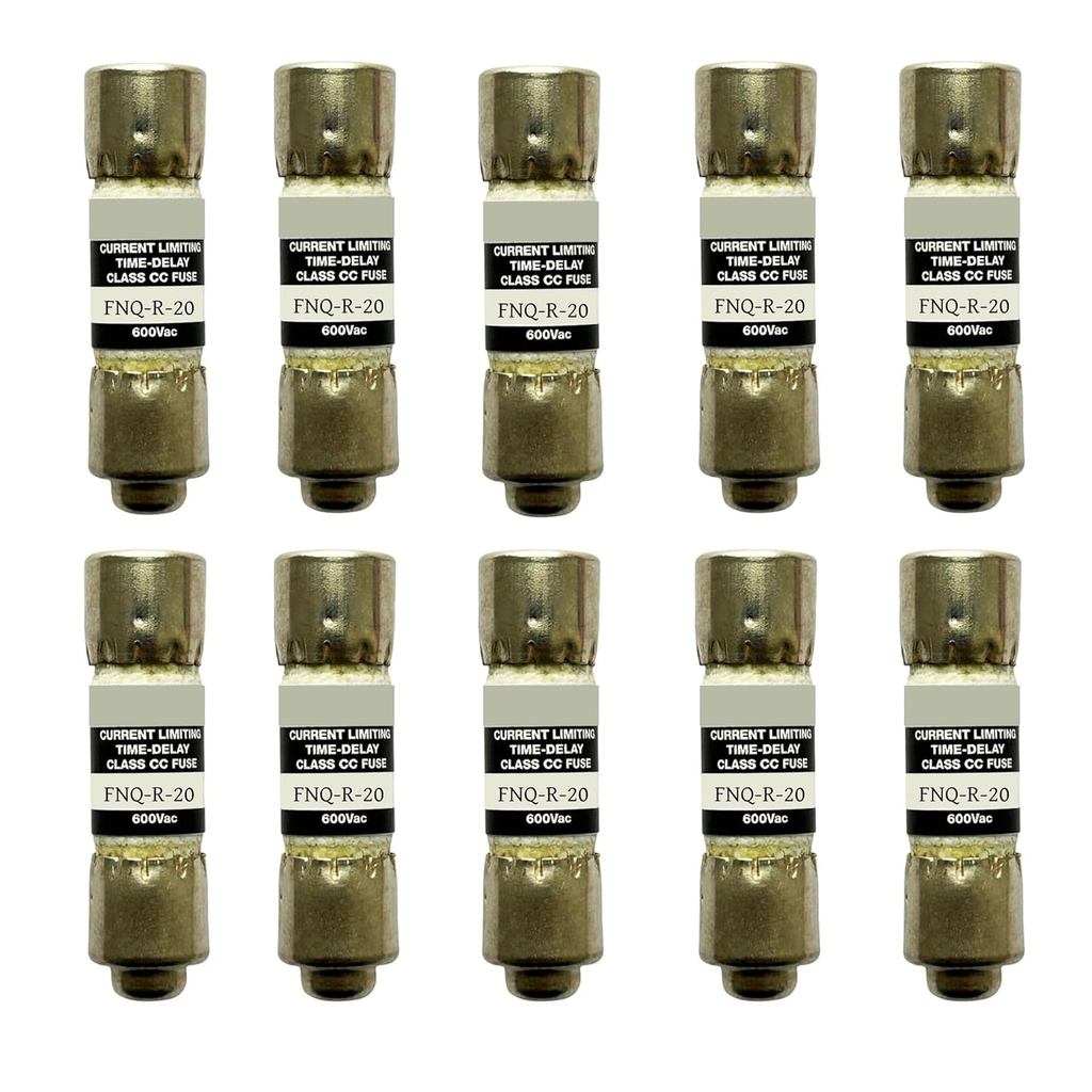 10-Pack ใหม่ FNQ-R-20 FNQ-R-20A FNQ-R 20A 600Vac Time Delay Fuse,FNQ-R-20A Class CC กระแสจํากัดฟิวส์