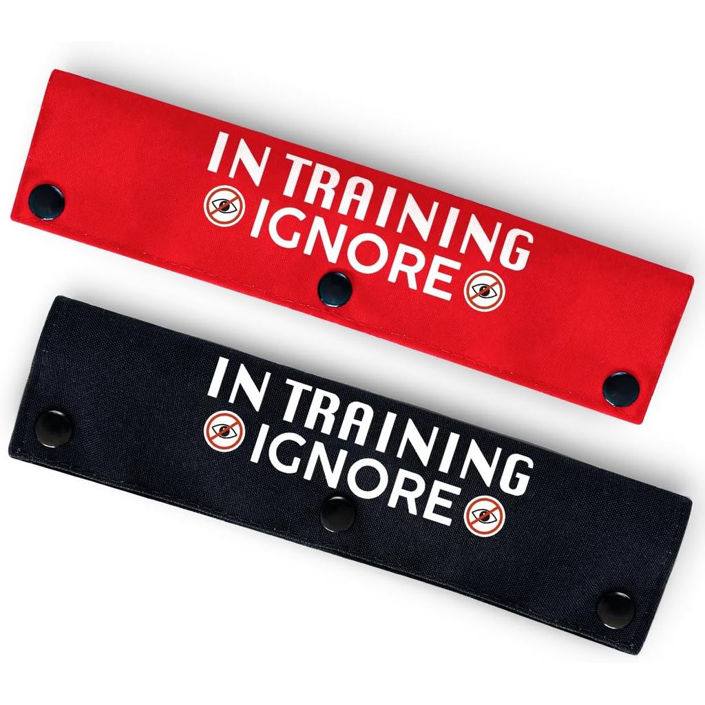 In Training Dog Leash Sleeve 2 Set - ผ้าห่อตัวตามสีเหลืองตลกพร้อมแพทช์ ID | Service Dog Accessory & 