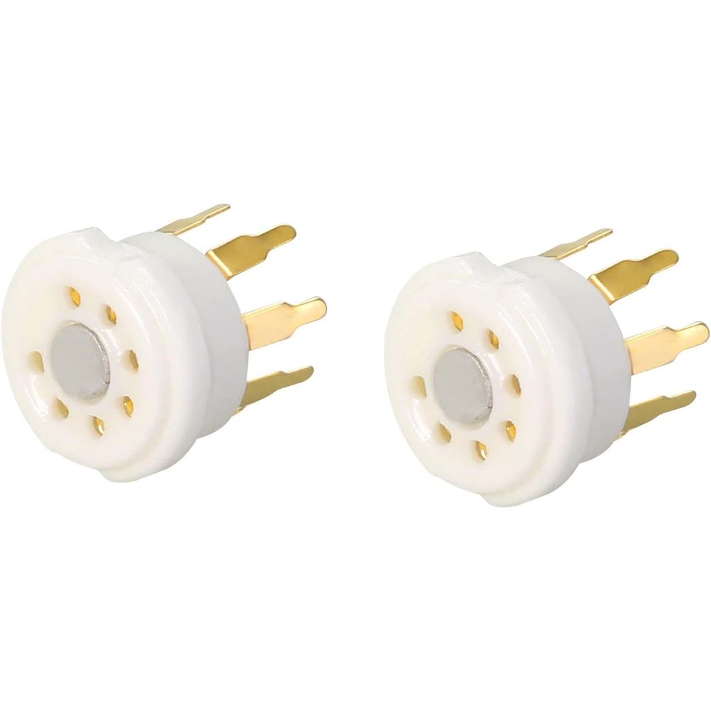 MOCCANIXITY 7pin PCB Tube Socket Ceramics, Vacuum Tube Protect Tube Pin Socket, Silver Plated for 6Z