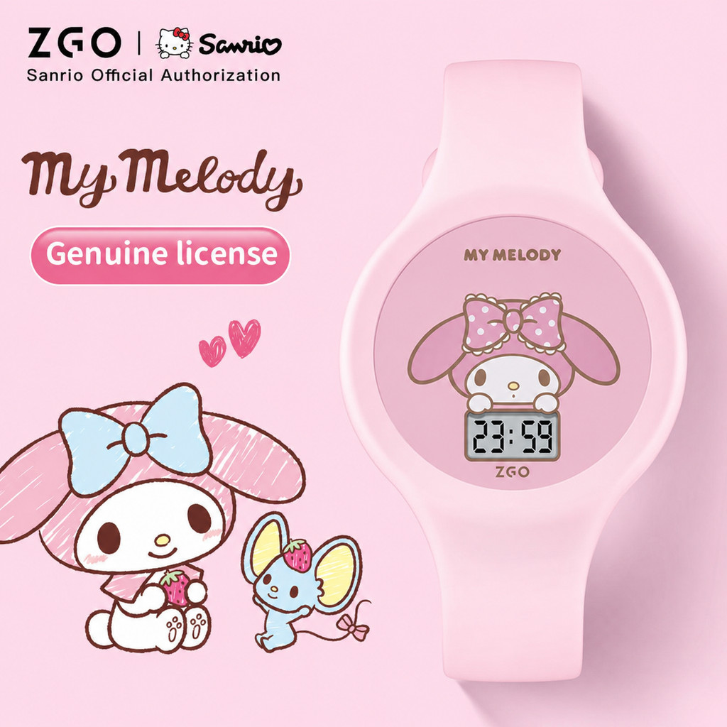 ZGO Sanrio MyMelody นาฬิกาดิจิตอล สำหรับเด็กผู้หญิง อายุ 6-12 ปี กันน้ำ ของขวัญนักเรียน น่ารัก 7013