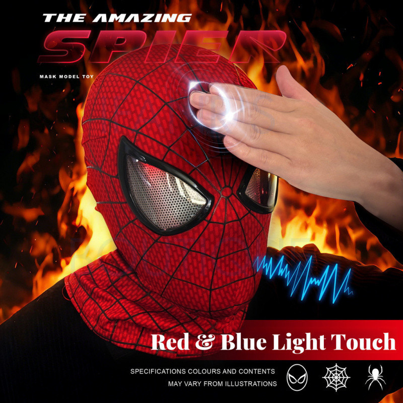 พร้อมสต็อก!!!Amazing Spider-Man LED Light Up Mask – Touch Control Glowing Eyes สําหรับคอสเพลย์, Marvel Superhero Full Headgear, Halloween Party เครื่องแต่งกายสําหรับผู้ใหญ่และเด็ก