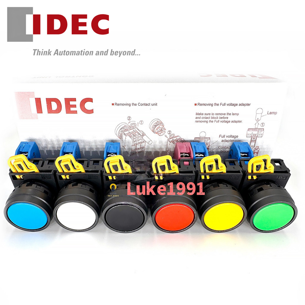 IDEC 22 มม.ปุ่มรีเซ็ตตัวเอง YW1B-M1E10G/M1E01R/M1E01Y/M1E01S/M1E01W/M1E01B YW/E10 พร้อมสต็อก