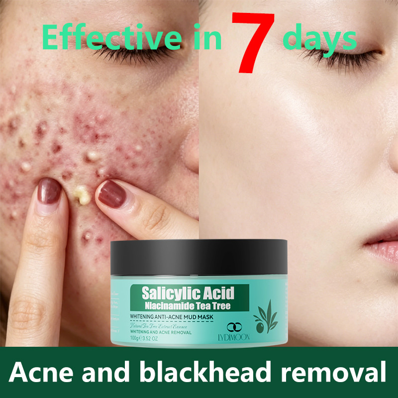 LYDIMOON Salicylic Acid Niacinamide Tea Tree Whitening Acne-Clearing Mud Mask 100g, คลีนซิ่งมาส์ก, ม