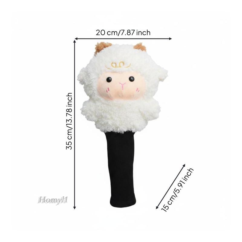 [Homyl1] Sheep Golf Headcover Fuzzy Soft and Fuzzy Golf Headcover Sports Gear Sock-Type ปักรายละเอีย