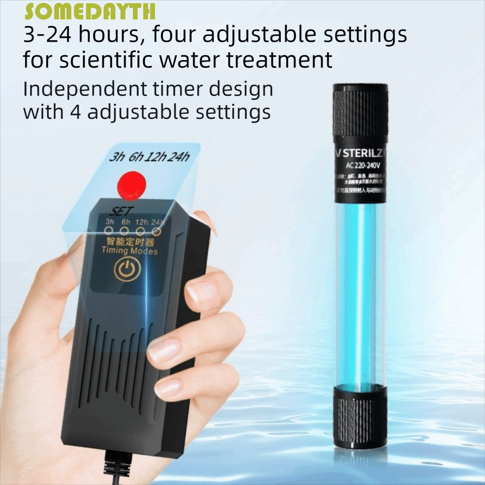 SOMEDAY Fish Tank UV Disinfection Lamp, Four Speed Timing Submersible Algae Removal Lamp, Aquarium C