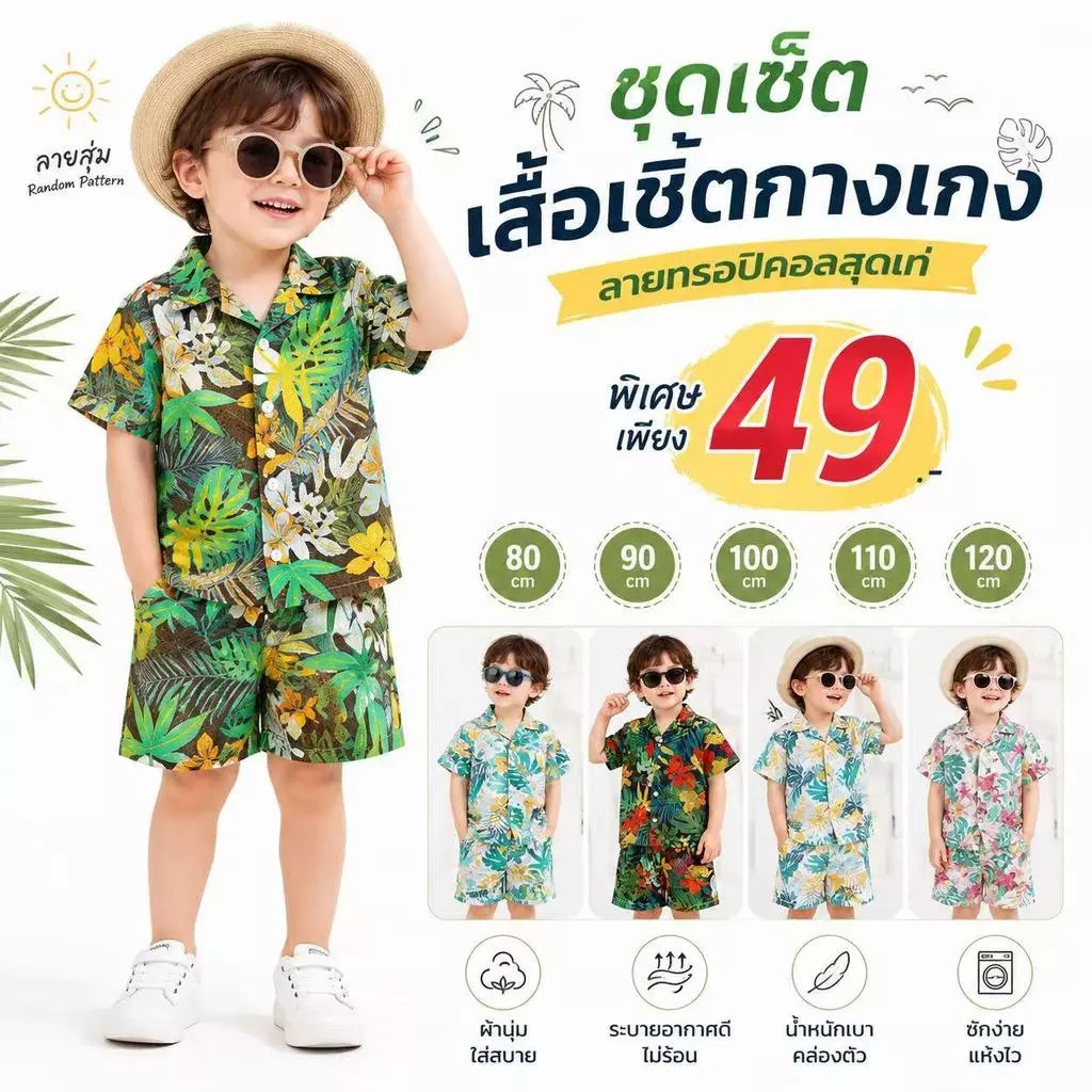 ชุดเชทลายดอก ผ้านิ่มใส่สบาย ต้อนรับหน้าร้อน ลายดอก TJqz49-88