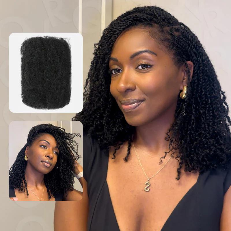 QVR ธรรมชาติสีดํา Afro kinky Bulk Hair Extensions สําหรับ Braiding Dreadlock ผมมนุษย์ Outdoorfun 2