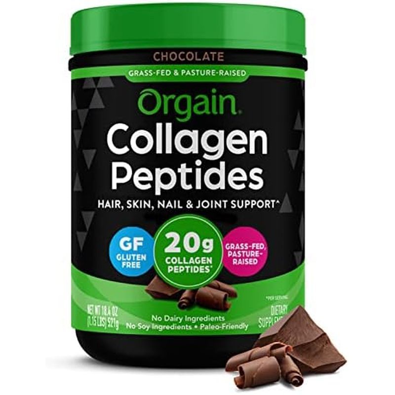 Orgain 20g Hydrolyzed Collagen Peptides + ผง Superfoods ออร์แกนิก 50 ชิ้น, 1lb | Grass fed คอลลาเจน 