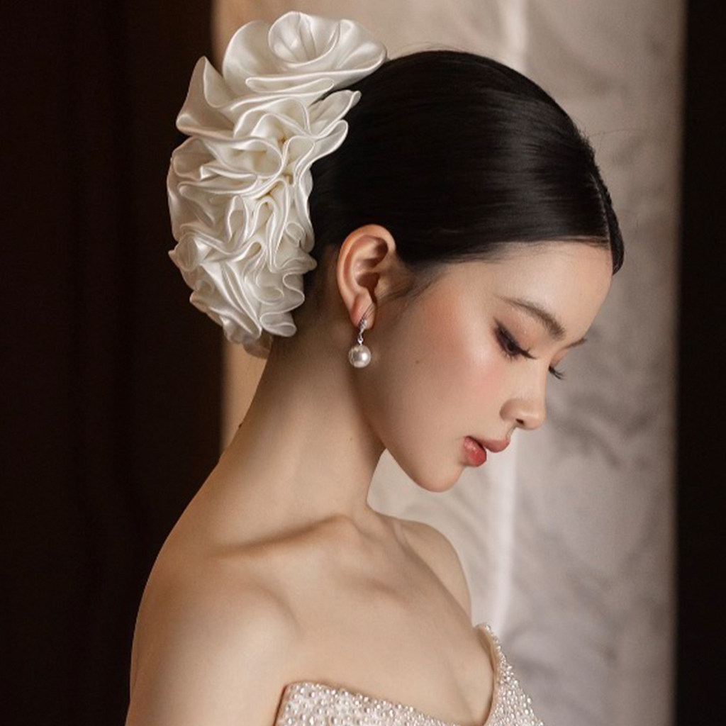 1 ชิ้นฝรั่งเศสย้อนยุคความรู้สึกระดับไฮเอนด์ขนาดใหญ่ซาตินลําไส้ใหญ่แถบคาดศีรษะ