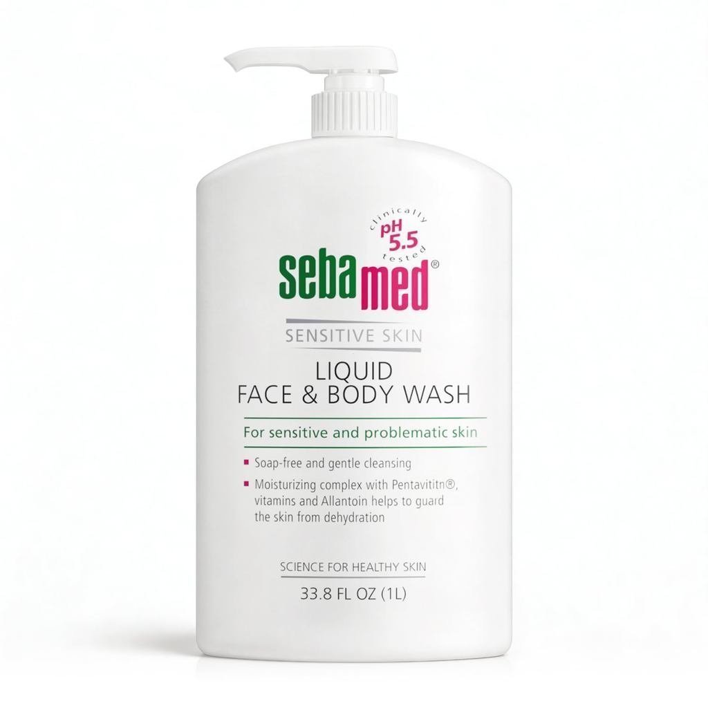 SEBAMED น้ํายาทําความสะอาดผิวหน้าและผิวกายสําหรับผิวแพ้ง่าย เหมาะสําหรับทั้งชายและหญิง pH Value5.5,M