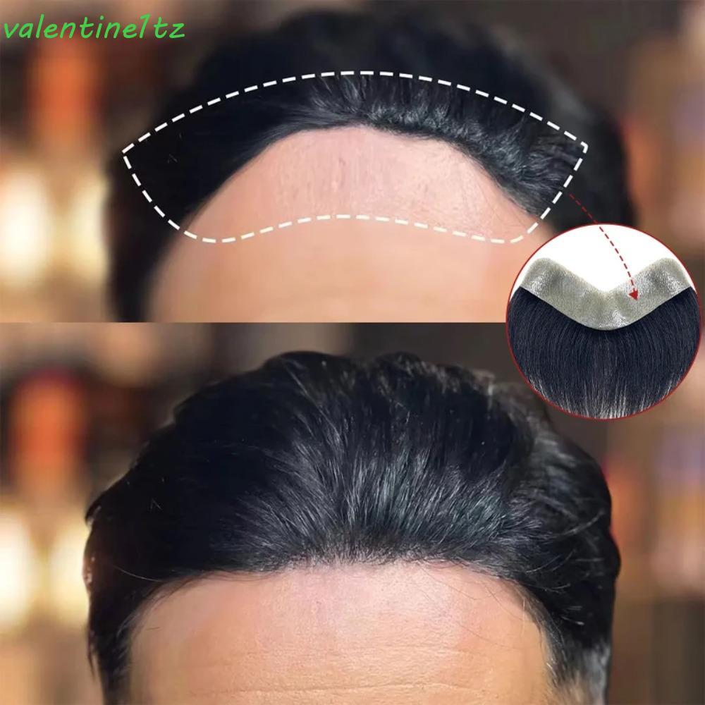 YOGIC แพทช์ผมมนุษย์ธรรมชาติ, Handmade V สไตล์หน้าผาก Hairline ระบบเปลี่ยนเส้นผม 0.07 มม.ที่มองไม่เห็นไม่มีรอยต่อสีดําตรง Man Toupee ผู้หญิง/ผู้ชาย
