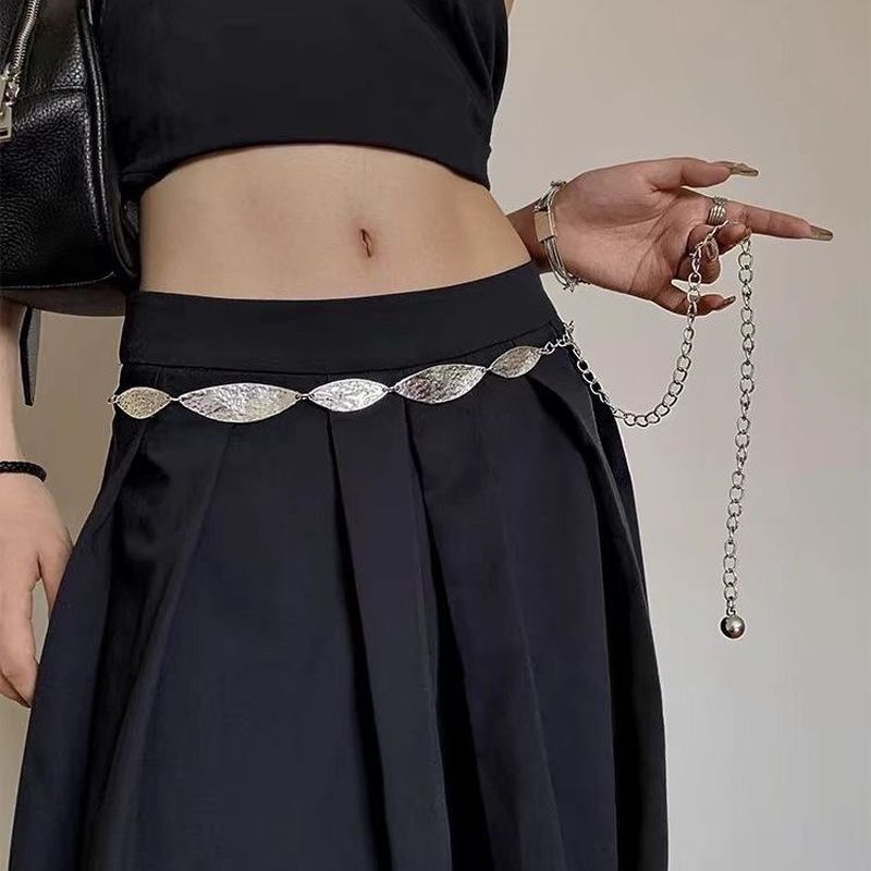 金属叶子腰链配饰连衣裙子时尚链子* 腰带女裤链小众设计感链条Chain Waist Chain Decoration Women'S Waist Accessories * Spicy Girl Hi