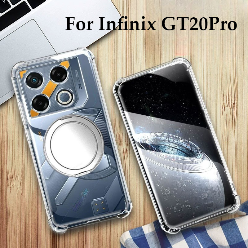 ผู้ถือแม่เหล็กสําหรับ Infinix GT 20 Pro ไร้สายชาร์จ Soft TPU Clear กันกระแทกสําหรับ Infinix GT 20 Pr