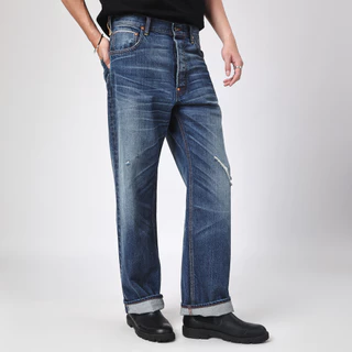LEE กางเกงยีนส์ (ริมน้ำเงิน) Selvedge 8 years Wash Jouney คอลเลคชั่น 101 เอวสูงทรงกระบอก รุ่น LE S126MRETN04 สียีนส์อ่อน