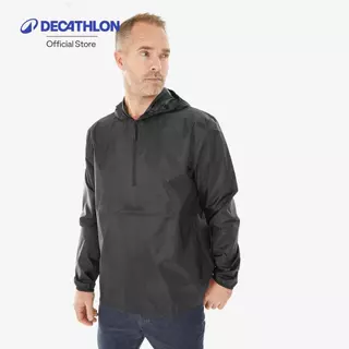Decathlon Men’S Windproof And Water-Repellent Hiking Jacket Nh100 1/2 Zip เสื้อแจ็คเก็ตคอซิป รุ่น Raincut - Black