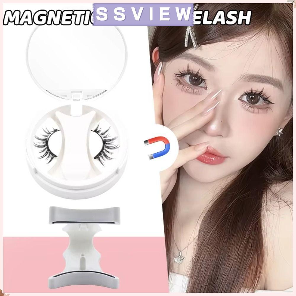 SILLSAVIEW ขนตาแม่เหล็กพร้อม Applicator, ไม่จําเป็นต้องกาวธรรมชาติ Manga Lashes, นํากลับมาใช้ใหม่ซ้ํ