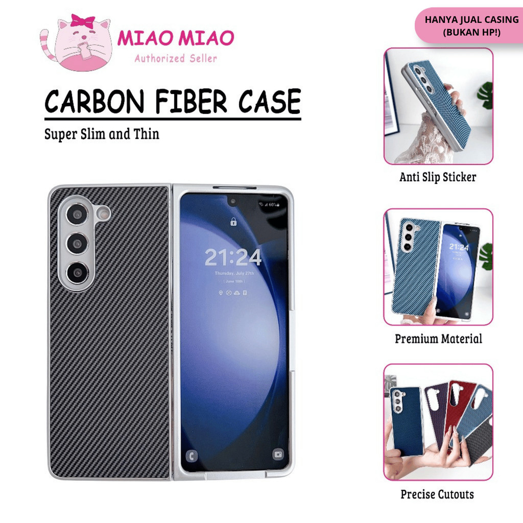 เคสคาร์บอนไฟเบอร์บางและบางสําหรับ Samsung Galaxy Z พับ 4 / Z พับ 5 / Z พับ 6 1500D Aramid Fiber Cove